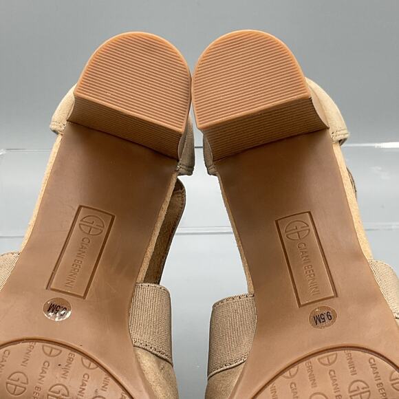 NEW Giani Bernini Women’s Averiel Leather Open Toe Pumps Beige Size 9.5M - Picture 11 of 12